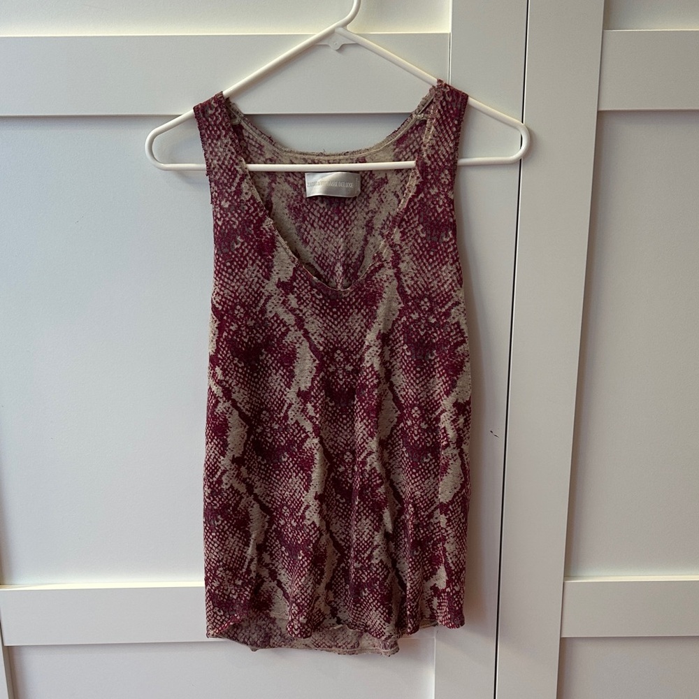 Zadig & Voltaire Deluxe 100% cashmere Joss Print v-neck animal tank top M